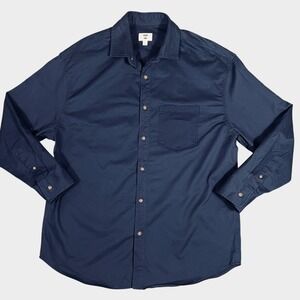 NWOT Mode Of One Men's Navy Blue Button Down Shirt Cotton Stretch Work Office
